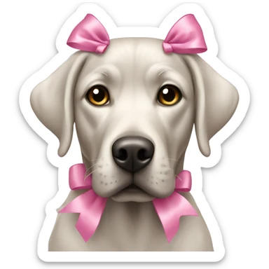 Silver labrador with pink bows sticker