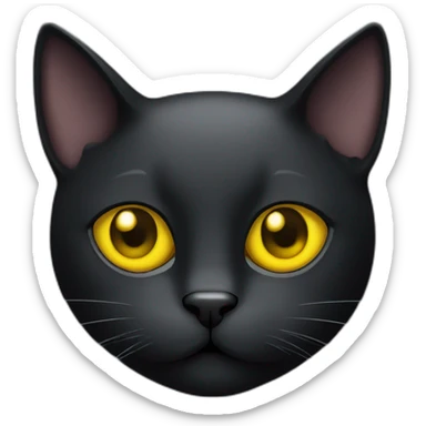 Black cat face with yellow eyes and left ear half cut sticker