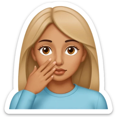 Una mujer tocándose la nariz  sticker