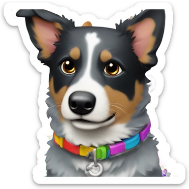 Blue heeler black with toys sticker