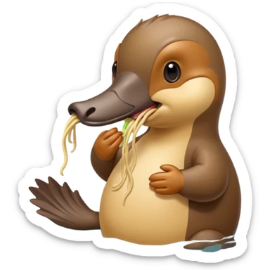 Platypus eating noodle sticker