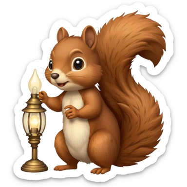 squirrel holding lamp light sticker