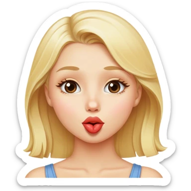 a blond girl sending a kiss sticker