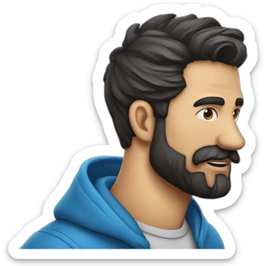 hombre-adulto-poco cabello-barba-nariz grande-camisa azul sticker