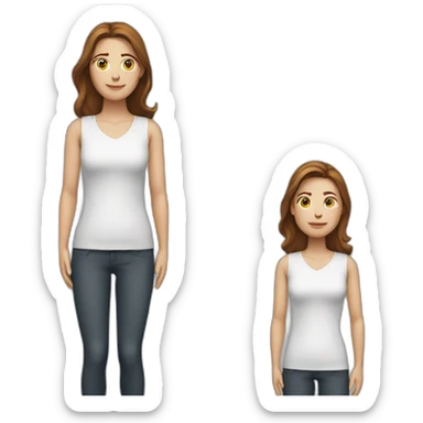 White woman with brown hair standing and without arms sticker