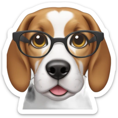 Intellectual happy beagle dog, glasses in her eyes sticker