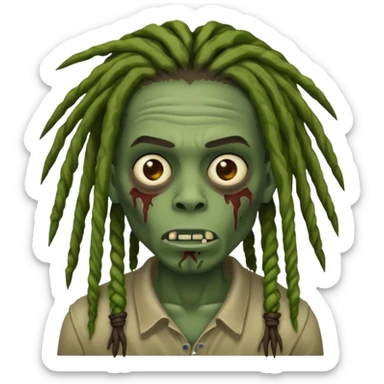 African American zombie with dreads, greenish skin sticker