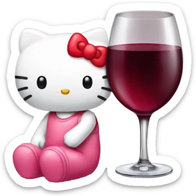 Hello Kitty drinking red wine sticker