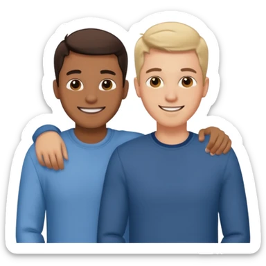 dos amigos hombres que comparten arquiler atras en una casa sticker