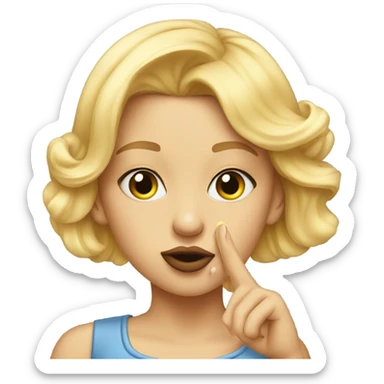 blonde girl portrait blowing kiss with earrings sticker