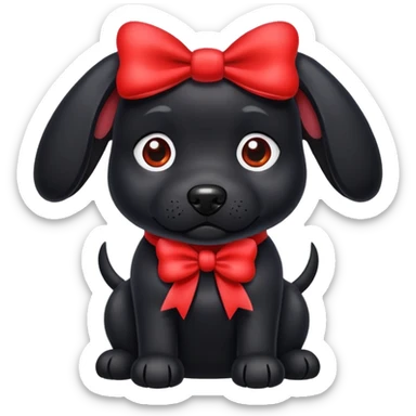 black dog with bow sticker