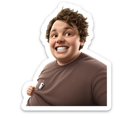 smiling boy with cup sticker