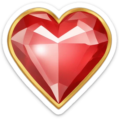 Red heart diamond with gold border sticker