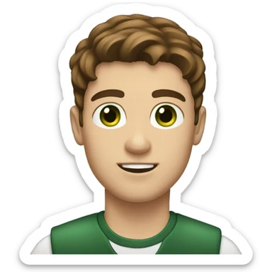 Young man with brown hair dark green eyes driving a boat sticker