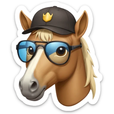 a horse wearing a cap and sunglasses  sticker