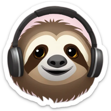 Sloth listening to a song sticker