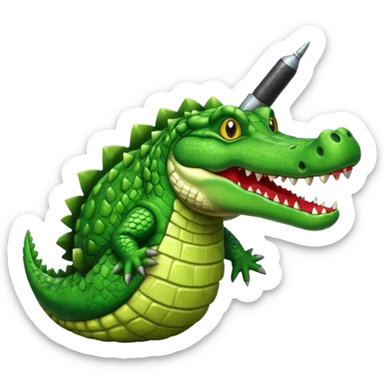 A crocodile with a bomb sticker
