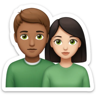A boyfriend with light brown hair and green eyes next to his girlfriend with brown eyes and black hair sticker