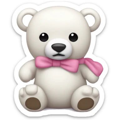 oso de peluche blanco con un moño rosa sticker