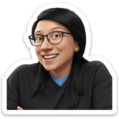 smiling girl with black hair sticker