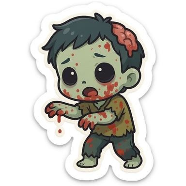 zombie covered in blood, cartoon style sticker
