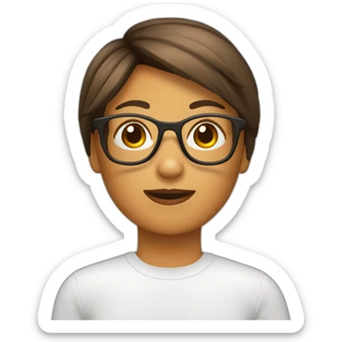 Chica pelo corto y marrón con gafas sticker