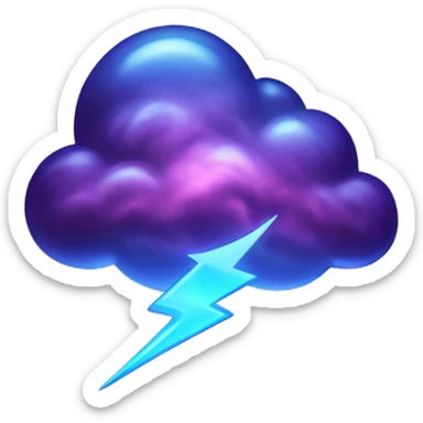 Dark iridescent cloud glowing with lightning bolts sticker