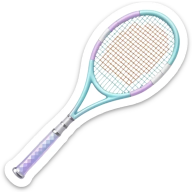 Pastel white  iridescent glass crystal tennis racket sticker