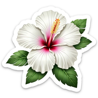 single white Hawaiian hibiscus, straight stem sticker