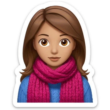  Woman with brown hair and highlights light brown eyes no glasses Knitting emoji sticker