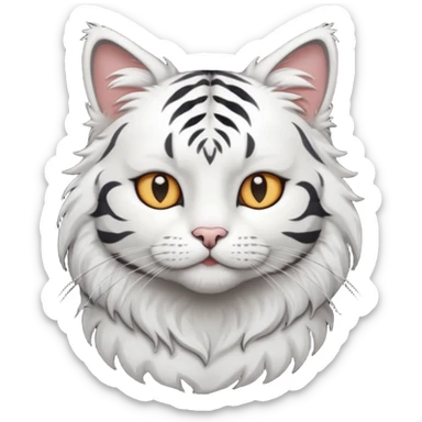 White cat with medium dark gray tiger highlights sticker