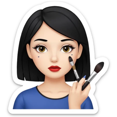 girl with black hair getting ready sticker