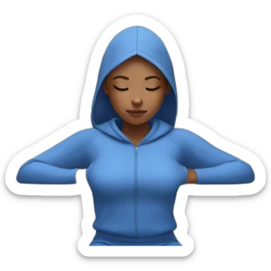a girl in a blue tracksuit meditates sticker