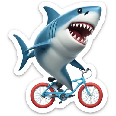 Shark carrying a tornado whilst riding a unicycle  sticker