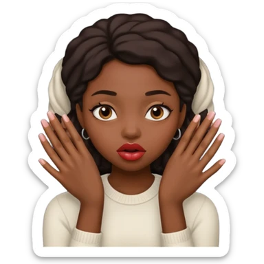 Black girl grabbing her lips with her hands sticker
