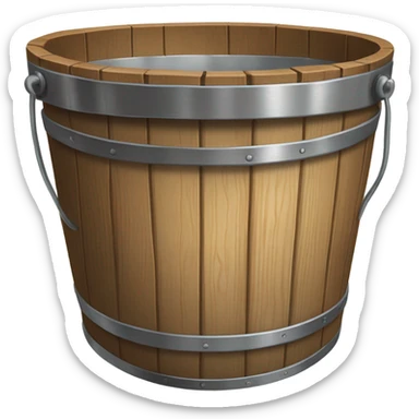 wooden bucket with water sticker
