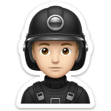 time traveler in black clothes and helmet sticker