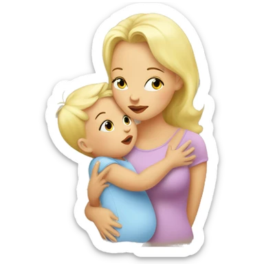 baby kissing mommy blonde sticker