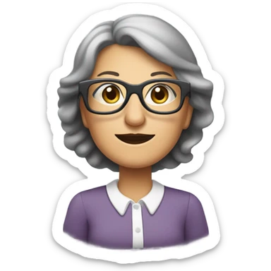 tête d'une grand-mère avec des lunettes carrées arrondies avec un style moderne sticker