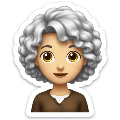 Une fille avec des cheveux bouclés un peu long couleur brune foncé  sticker