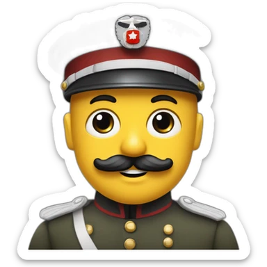Bonhomme avec une petite moustache des cheveux noir et un uniforme militaire allemand ww2 et un brassard sticker