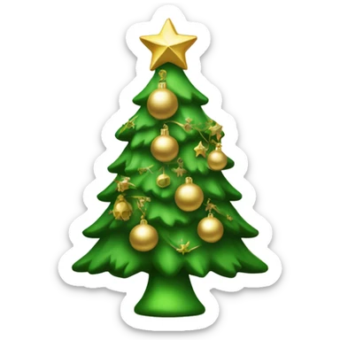 a green Christmas tree with gold ornaments make it a vanilla aesthetic sticker