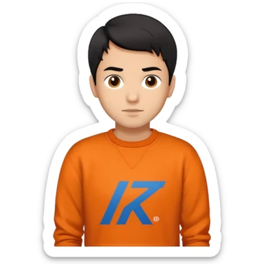 a man with short hair wear a ktm sweater sticker