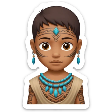 tatooed baby on neck and face, tribal ancient, half body sticker