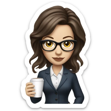 Lifelike Kate Beckinsale blue eyes wearing glasses in a business dress drinking a cup of tea  sticker