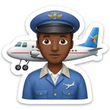 Visage homme créole réunionnais avec chapeau arrive avion sticker