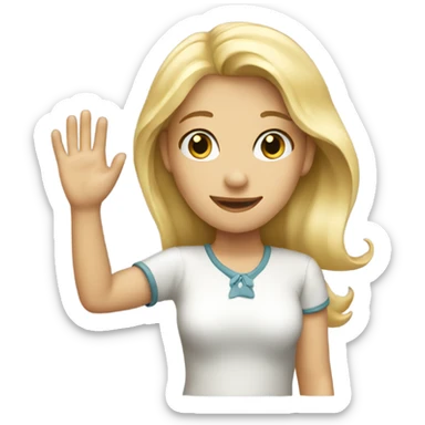 Blonde girl waving good bye  sticker
