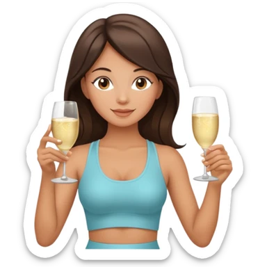 Yoga birthday girl brunette holding champagne  sticker