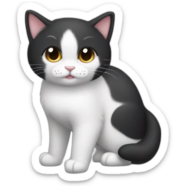 Cute Tux cat The tail is always raised, and the tip of the tail is a small white ball. sticker