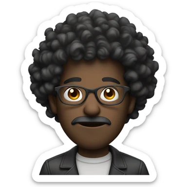 Curly dark hair man with glasses vaping sticker